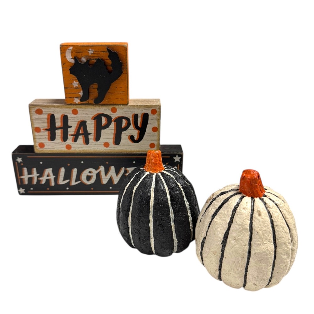 Halloween Decor Tiered Tray Decor - Happy Halloween Blocks & Pumpkins WP66Q1